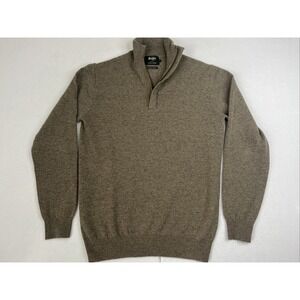 Bexley Mens Medium Brown 100% Lambswool 1/4 Zip Pullover Sweater Size M